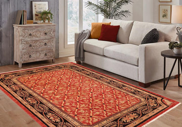 handmade Transitional Kafkaz Chobi Ziegler Red Black Hand Knotted RECTANGLE 100% WOOL area rug 6 x 9